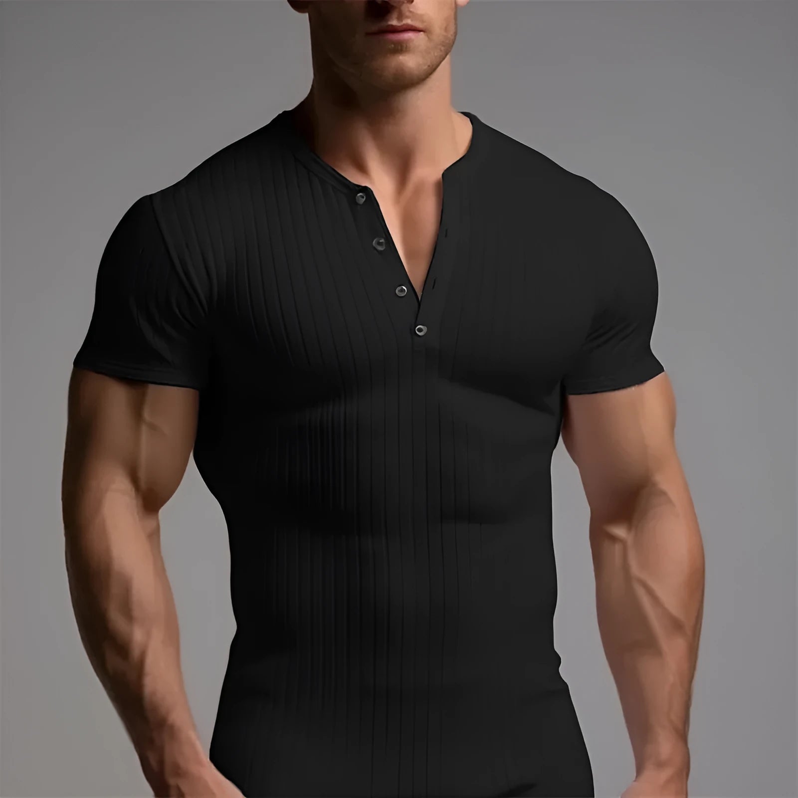 Men's slim-fit sports t-shirt in polyester, shown in army green colour.