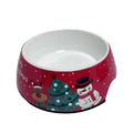 Red Christmas pet bowl with double-layer stainless steel construction in three available sizes