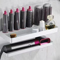 White punch-free dual-layer bathroom storage rack for Marcel wavers and hair curlers