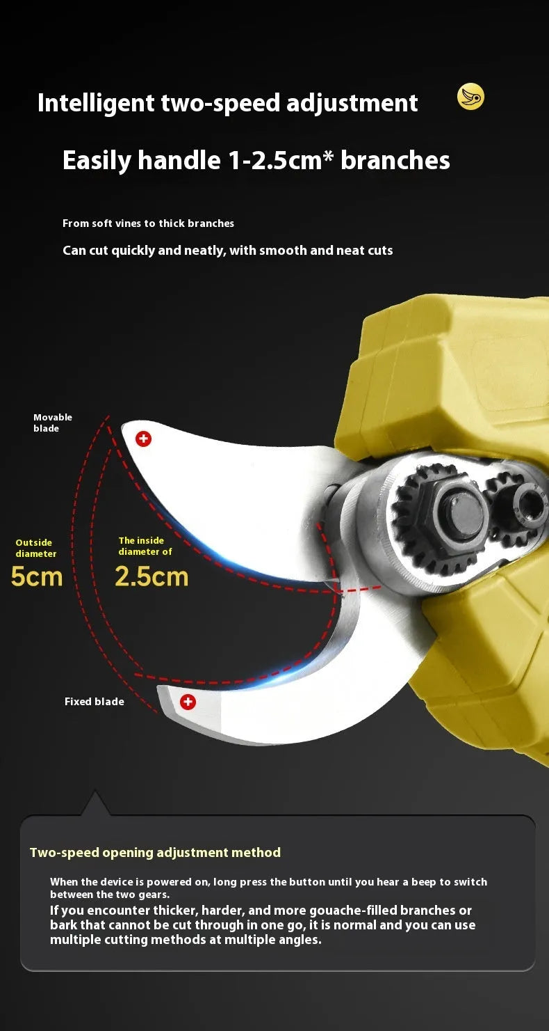 Electric pruning knife with lithium battery and plastic storage case for cutting branches