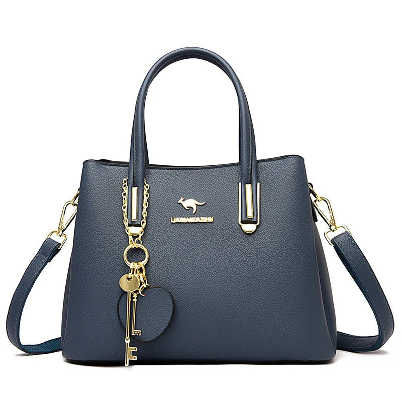 Horizontal square lychee texture PU women's handbag in multiple colours, 28x22x12.5cm