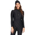 Black conservative Muslim swimsuit for ladies with separate top and pants, quick-dry fabric