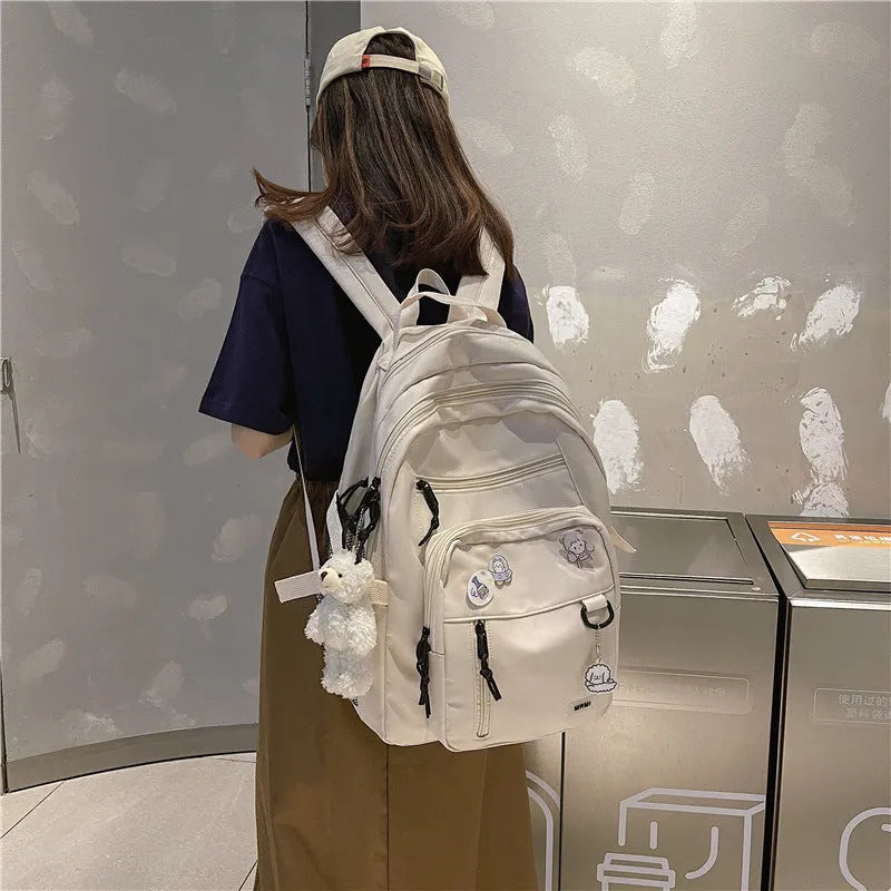 Canvas school backpack for girls students high capacity 56-75L multi-pocket design black blue pink white
