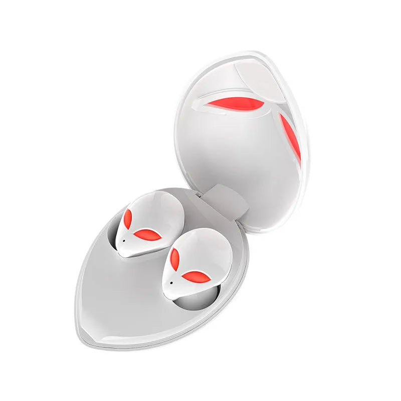 Creative Outer T8 Starman black wireless Bluetooth earphones with alien design in charging case