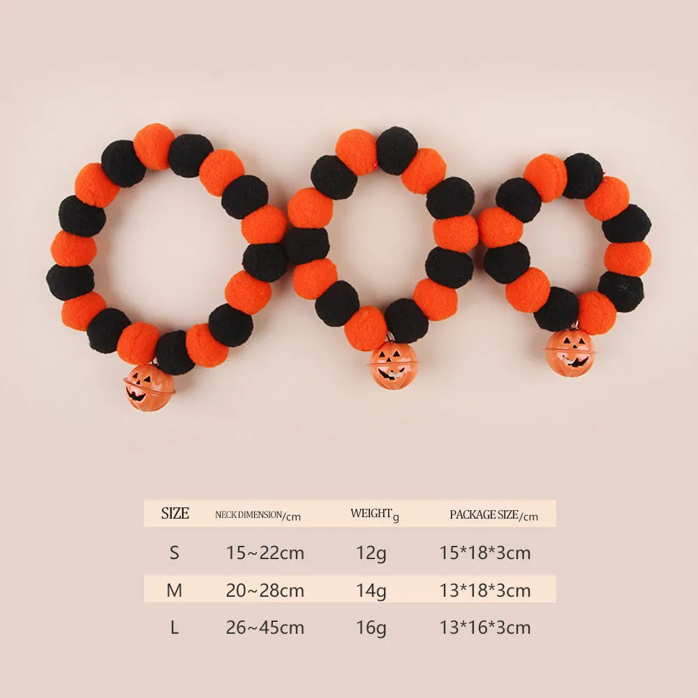 Orange halloween pumpkin cat collar with adjustable buckle and breakaway safety clasp