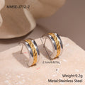 Stainless steel geometric earrings for women with 18K gold and silver colour matching round ring line design