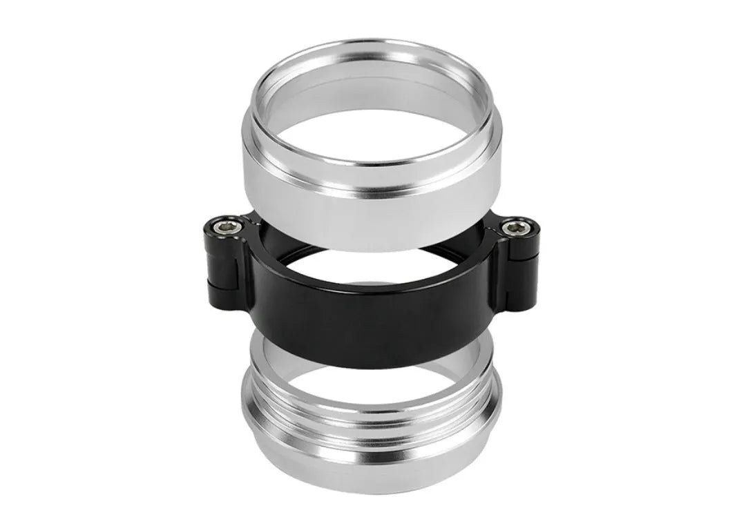 Aluminium turbocharger exhaust clamp for car modification in black, blue, or red colours