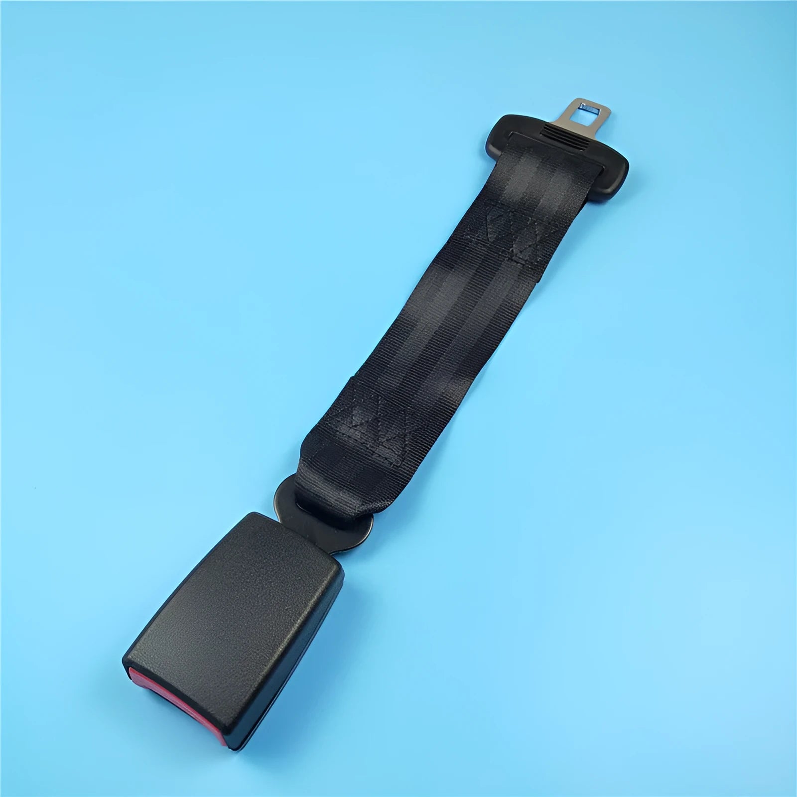 Black car seat belt extender with 36cm ribbon extension for 21mm belt inserts