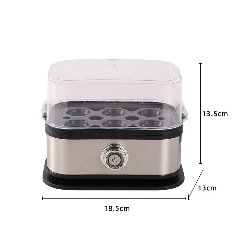 Black stainless steel portable egg boiler with car power adapter and international plugs