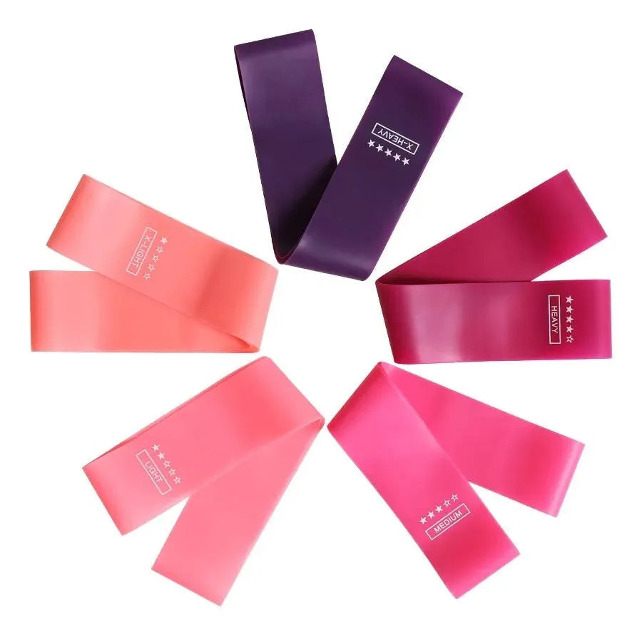 Purple five pack TPE resistance bands set of 5 with variable resistance levels from 5 to 40 lb for home fitness