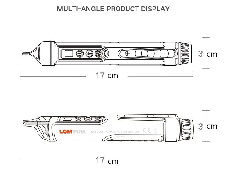 Intelligent multi-function line detection induction test pencil in black or AC 10 colour