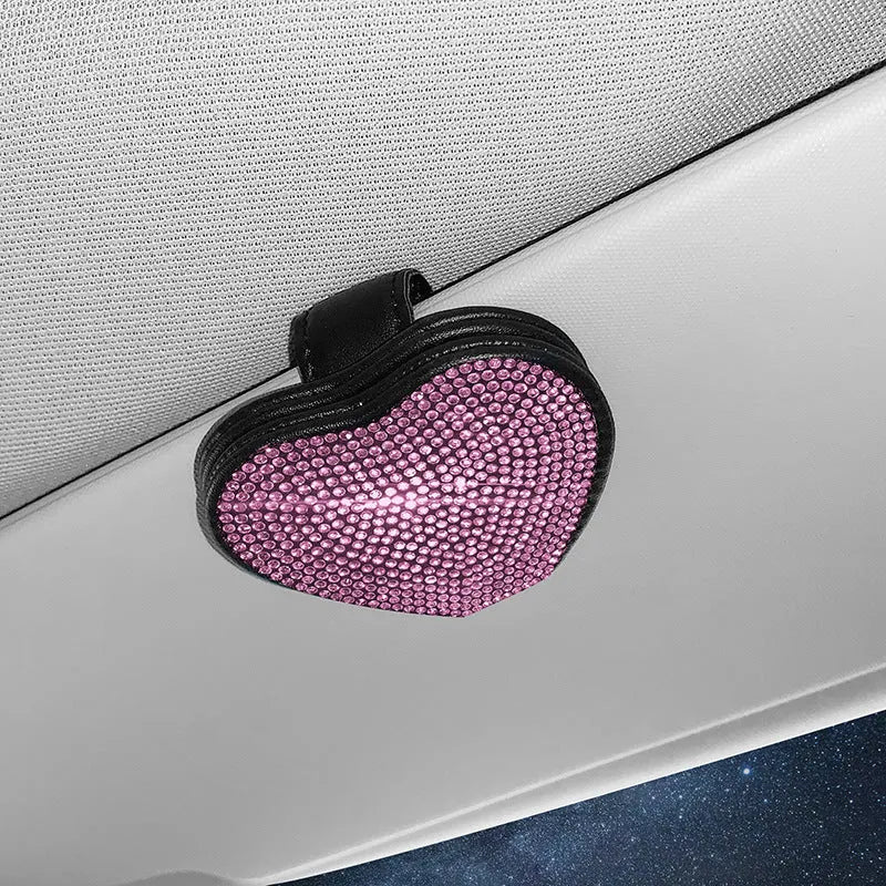 PU leather magnetic car sun visor clip for glasses and ticket storage in multiple colours