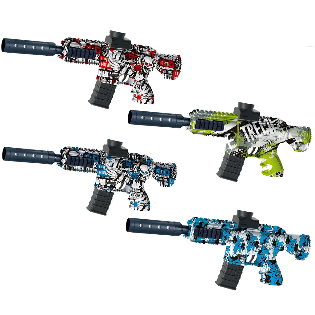 M416 electric continuous hair plastic toy blaster in Skull Red, Skull Blue, Letter Blue or Digital Green