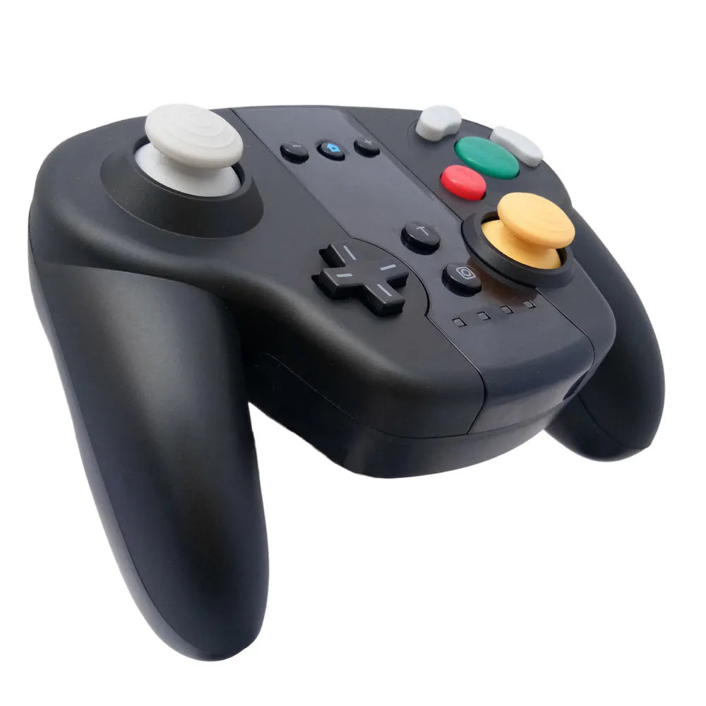 Black wireless gamepad controller with colourful packaging for Nintendo Switch and Windows PC