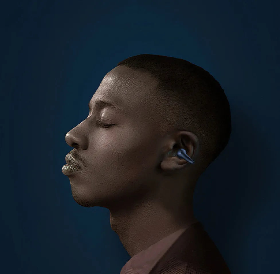 In-ear Bluetooth headset ear clip type with Bluetooth 5.3, 20m range, 500mAh battery, in black white or khaki