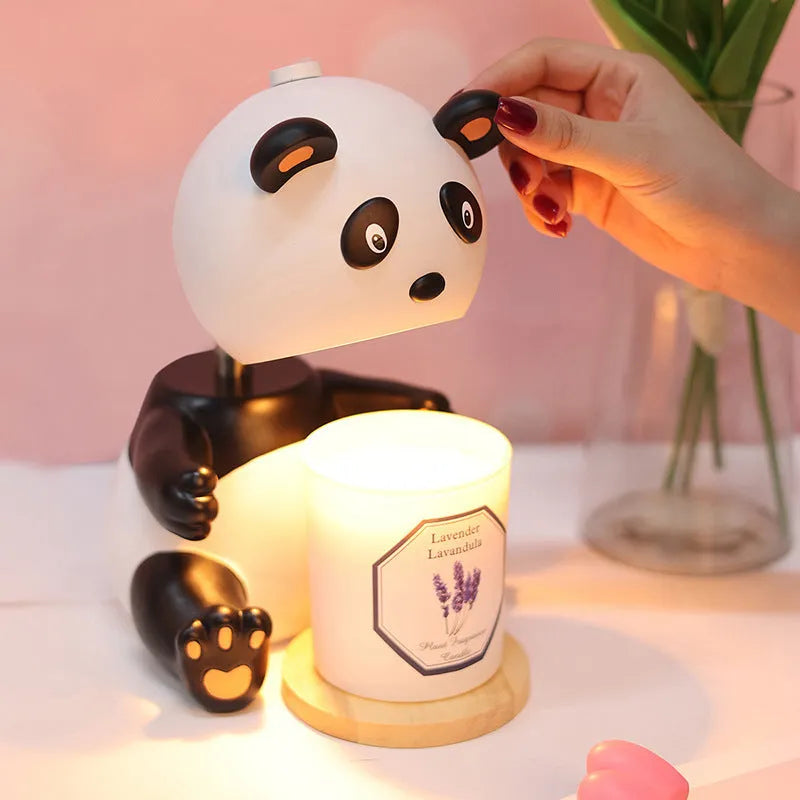 Panda-shaped aromatherapy wax melting table lamp with ambience light function, modern simplicity design, 220V