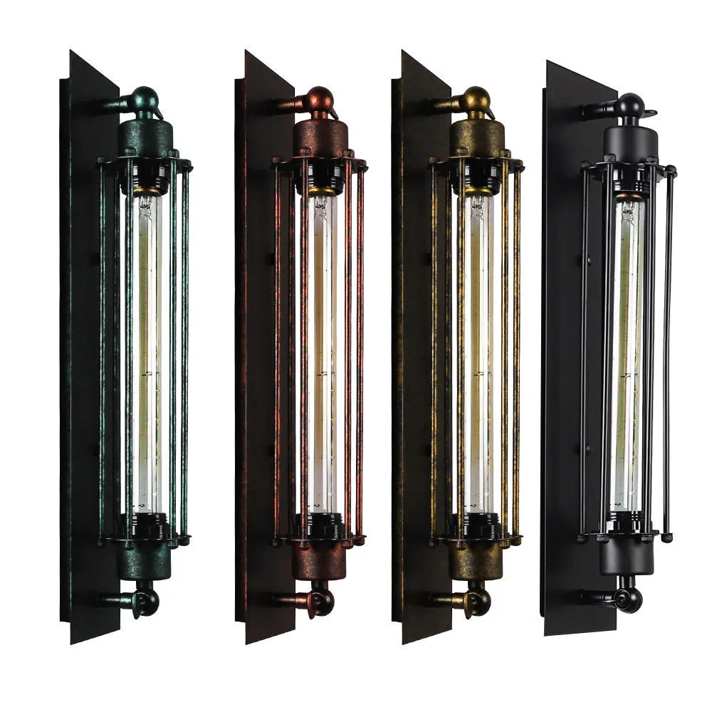 Refined retro industrial style iron Devil Island flute wall lamp in black finish for indoor use