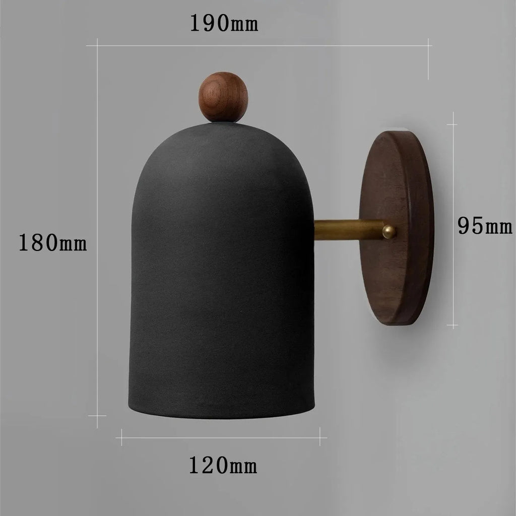Japanese Zen ball light in black as wall lamp with 350-degree rotation for hallway