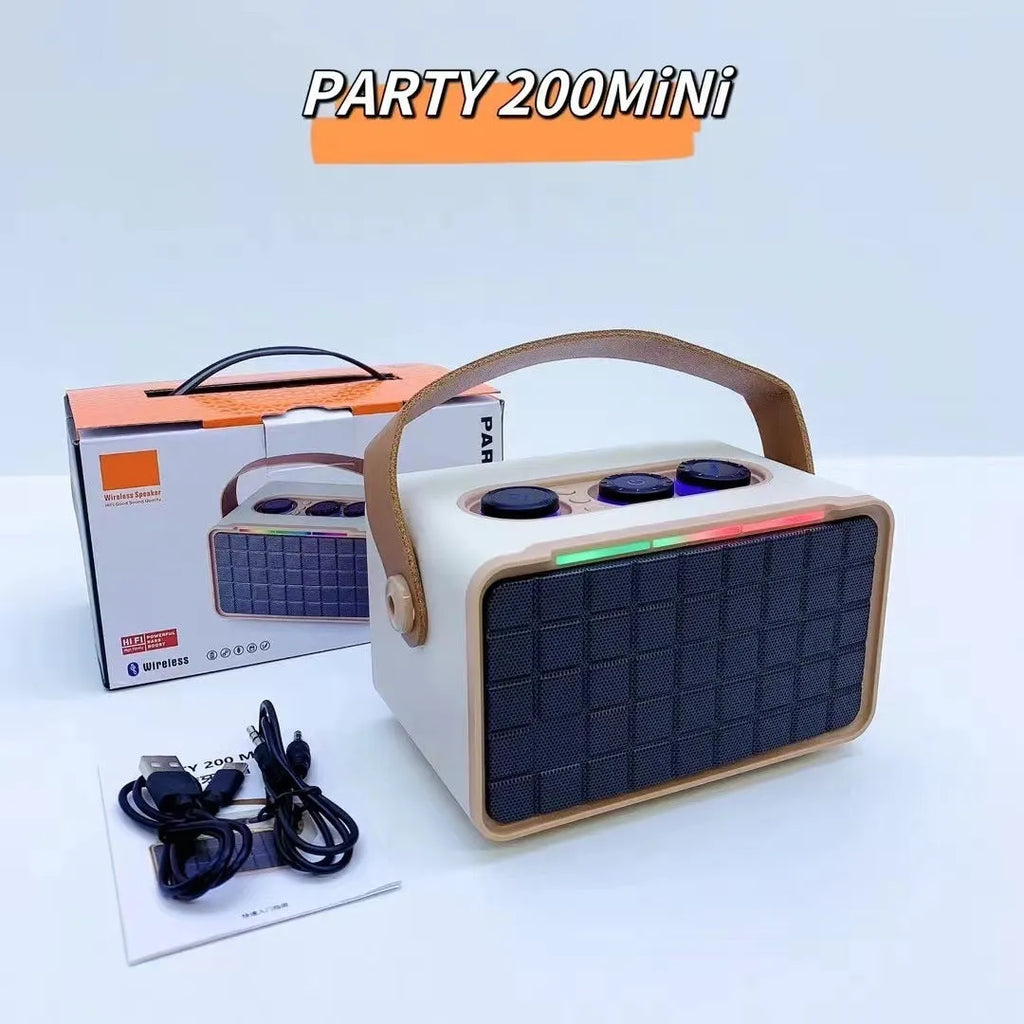 Portable outdoor Bluetooth speaker with RGB dual drivers in black, 160x97x92mm
