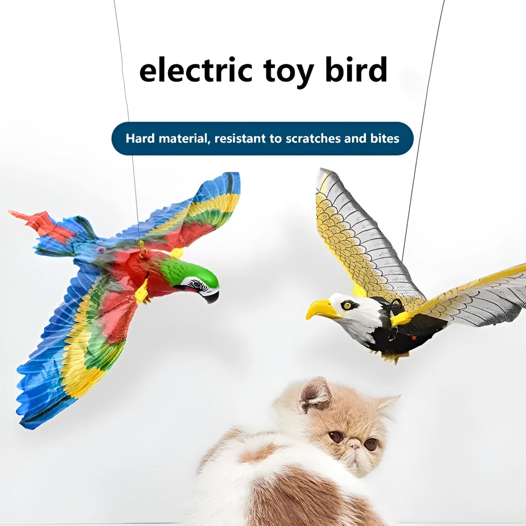 Simulation bird cat toy hanging eagle rotating from ceiling for pet play