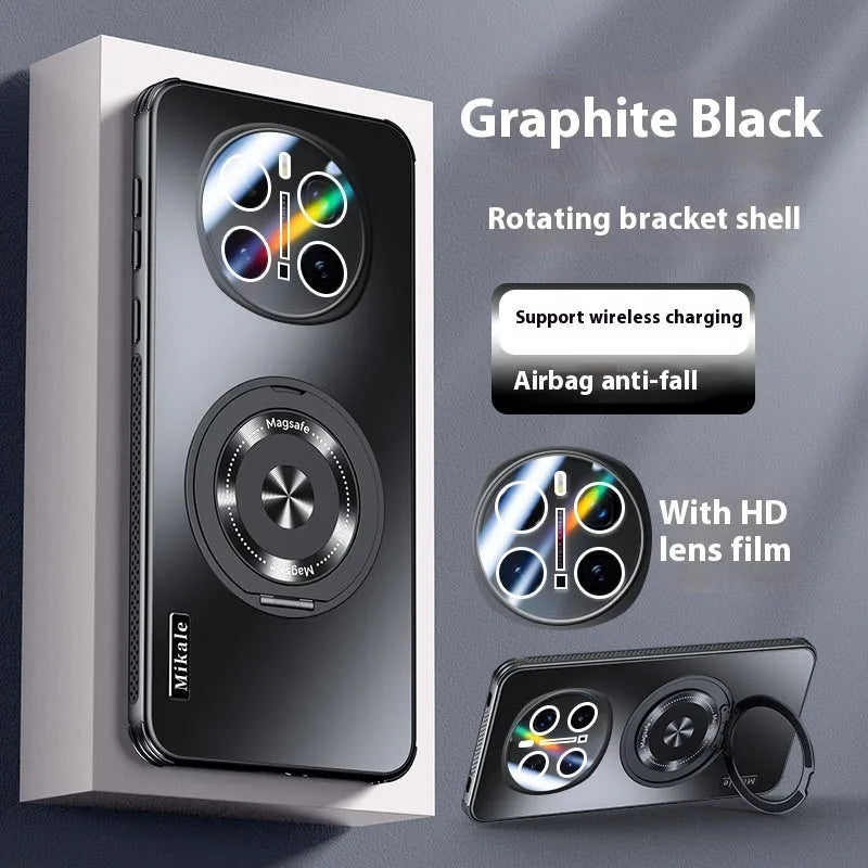 Cooling metal magnetic suction rotating bracket phone case for Glory in Graphite Black with frosted finish