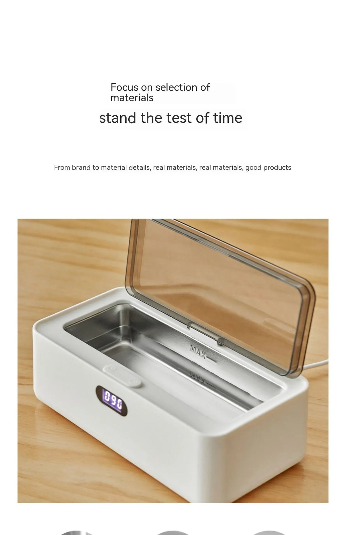 OLK-UC01 ultrasonic cleaning machine in ceramic white for glasses, contact lenses and jewellery, 500-700mL capacity