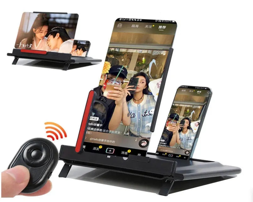 12-inch pull-out mobile phone screen amplifier with bracket in black or white colour options
