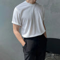 Men's slim fit cotton T-shirt with round neck and short sleeves in white solid colour