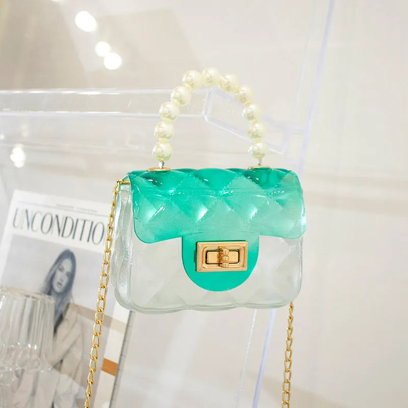Silicone mini kids messenger bag soft PVC crossbody horizontal square in yellow green blue black pink light pink