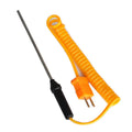 Stainless steel K-type thermocouple temperature sensor with needle probe, 1050mm wire, and flat plug