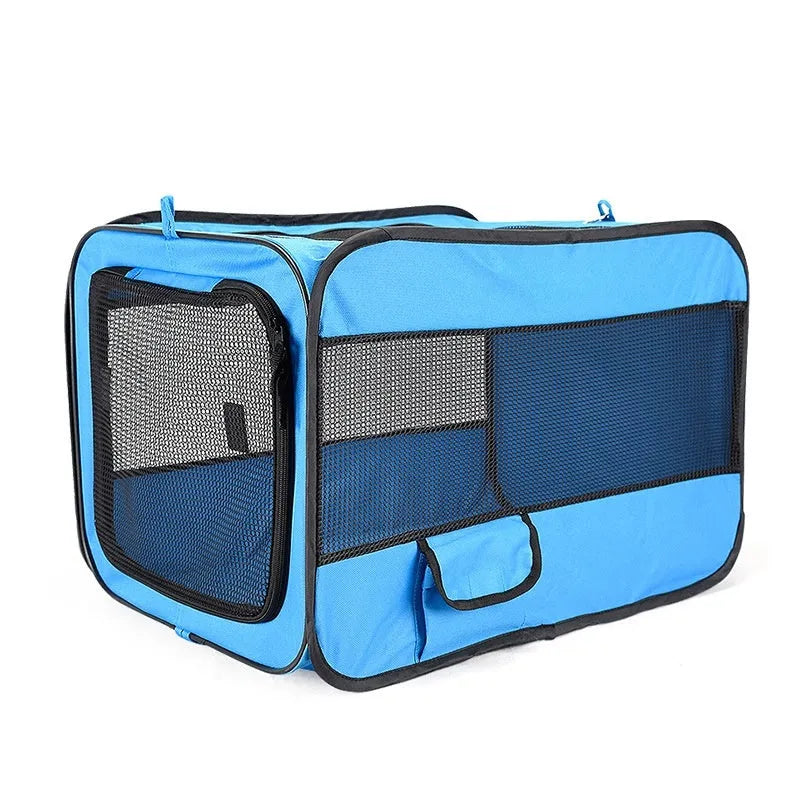 Polyester dog car safety seat kennel, breathable, up to 50kg, S/M/L sizes, blue or red