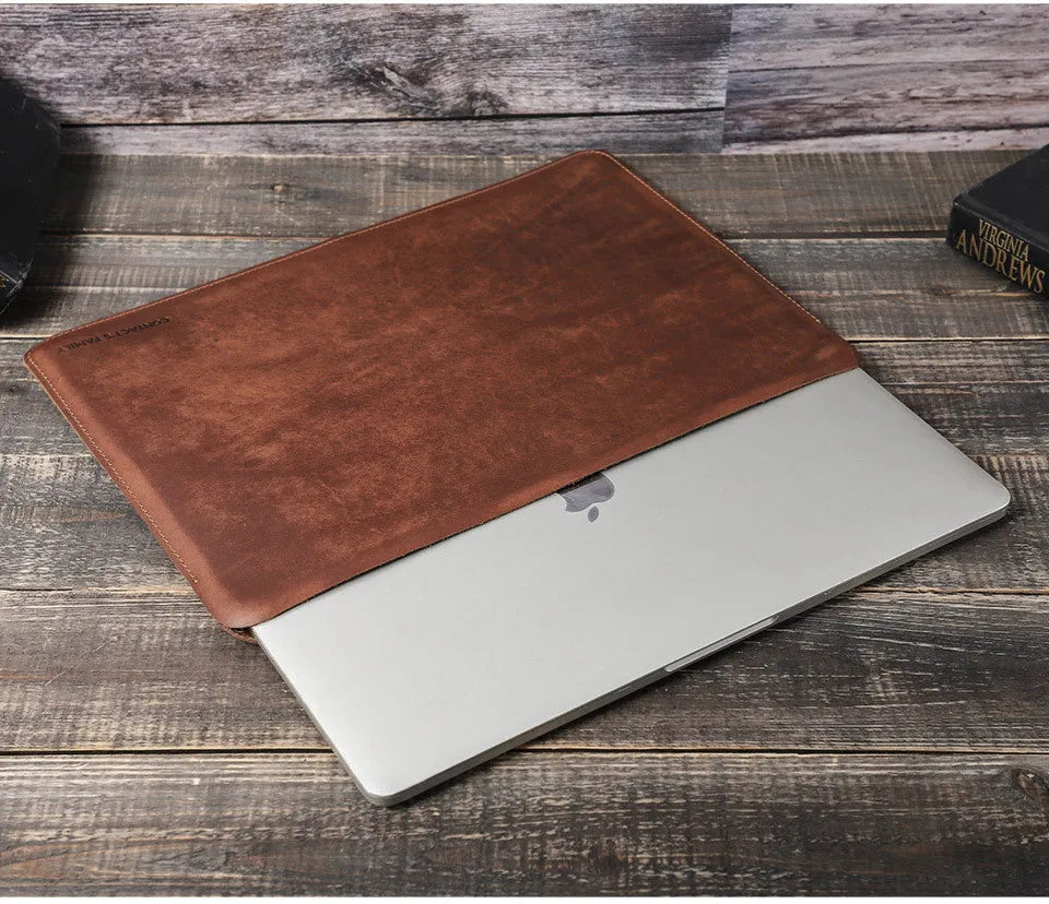 Brown crazy horse leather protective cover for MacBook Pro 13.3 and MacBook Air 13.3, horizontal style