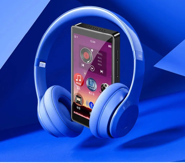 Black Ruizu H1 slim portable MP3 MP4 player with 4-inch touch screen showing music library interface