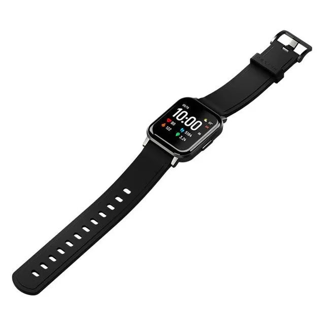 Black waterproof smart fitness bracelet with 1.4-inch screen on silicone wrist strap