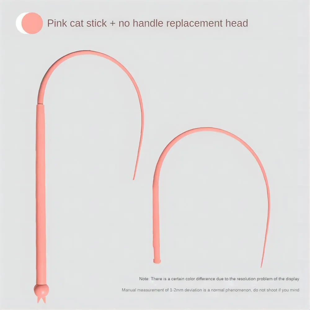 Simulated mouse tail cat teaser stick with blue silicone tail and cat head handle design