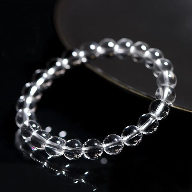 White round crystal bead bracelet from old Donghai materials in a geometric unisex design.