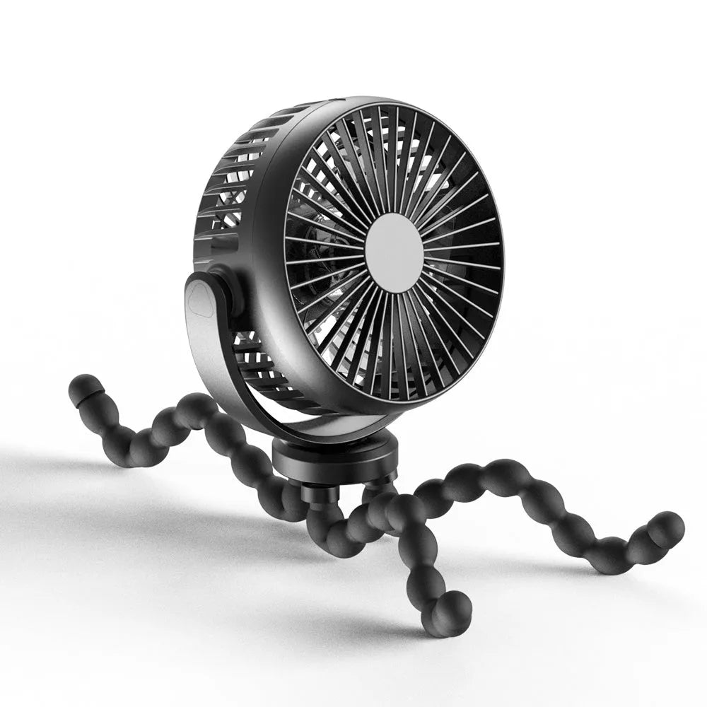 HOMEFISH F2 automatic shake head portable fan with LED light on a detached bracket
