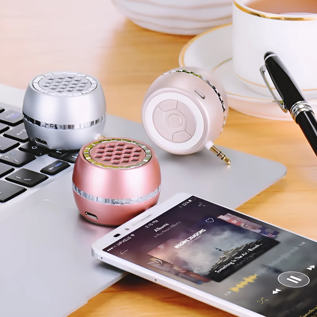 Universal external amplifier speaker in black, local gold, or rose gold with engineering plastic construction