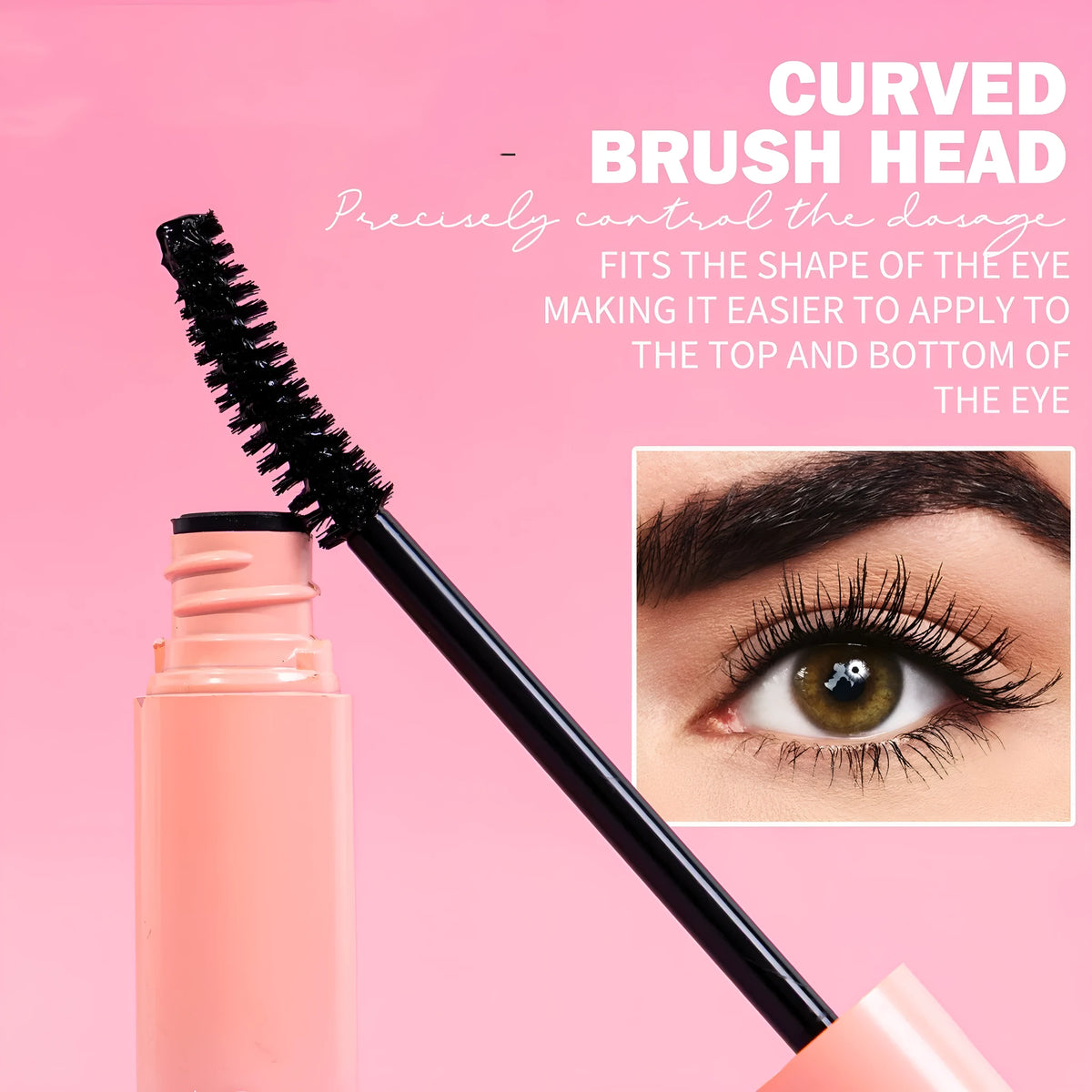 Waterproof curling mascara in black 10ml tube with smudge-resistant cold water formula