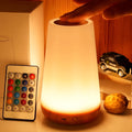 Creative wood grain rechargeable touch lamp with remote control, tapered silhouette, 3W LED