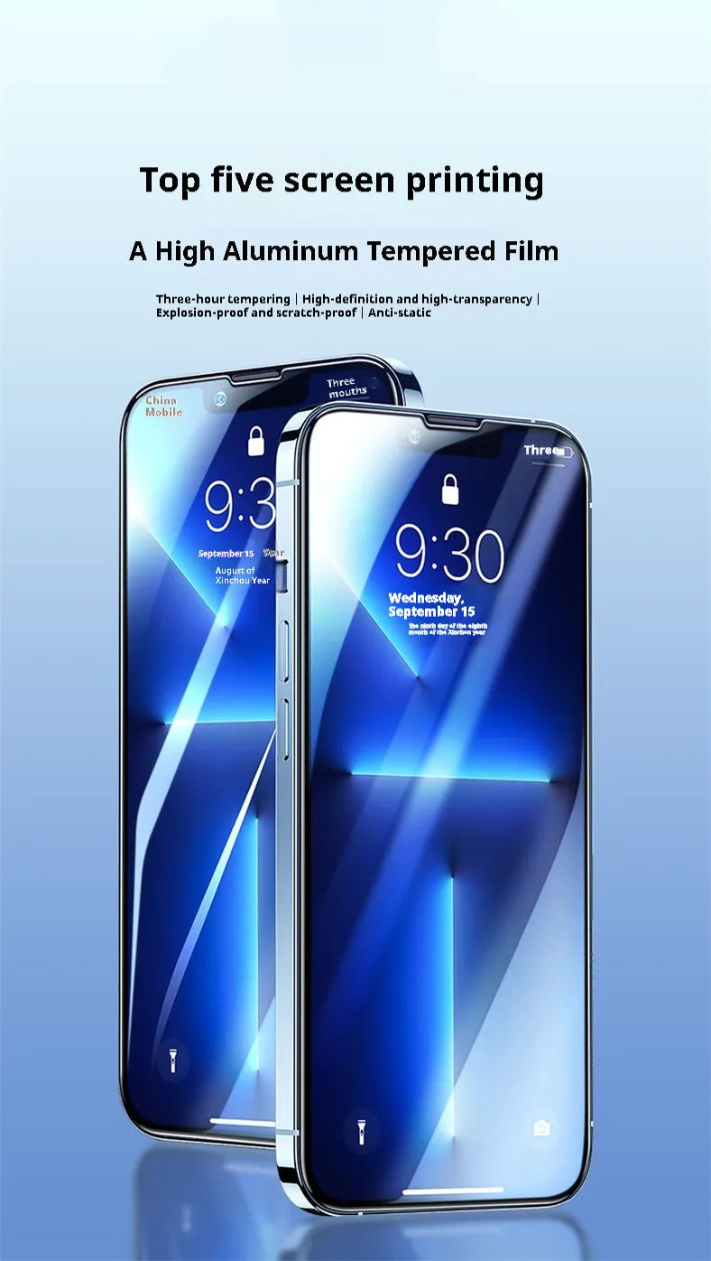Tempered glass screen protector for iPhone 15 with anti-fingerprint coating, black colour