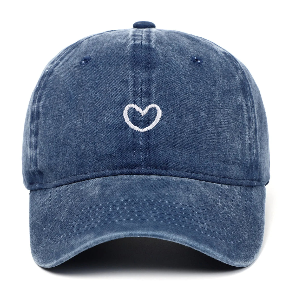 Artistic retro small love embroidered soft top cotton peaked cap in adjustable size.