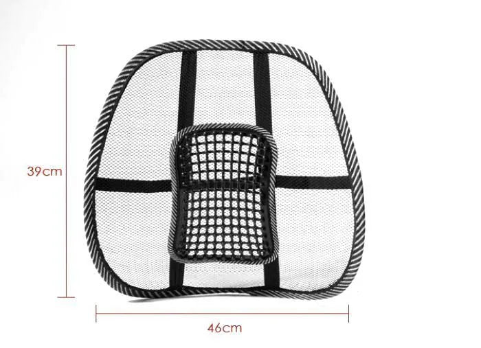Four seasons universal breathable mesh massage pad in black, 39x46cm waist pad on a chair