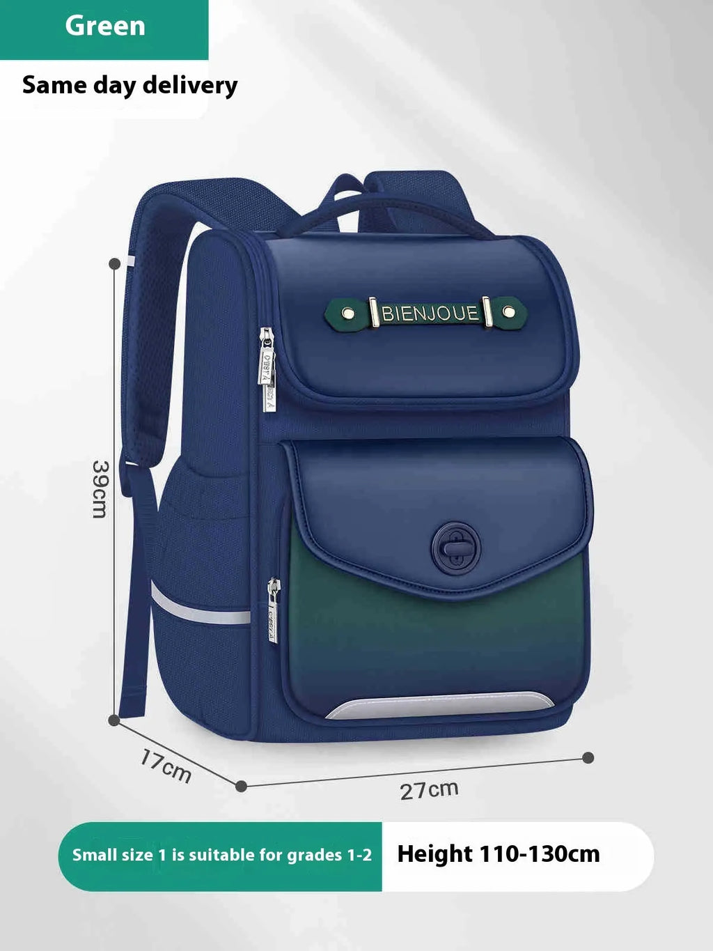 Girls' waterproof school backpack in Oxford cloth available in pink, purple or green colours