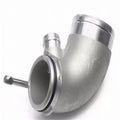 Aluminium alloy 90 degree turbine tube elbow for automotive turbo installations