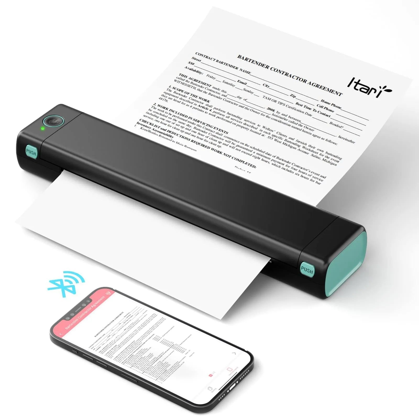 Phomemo M08F A4 portable thermal printer in compact design with multiple colour options