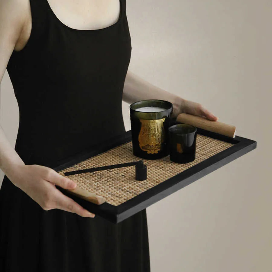 Pine wood dining tray with compartments in large and small size options.