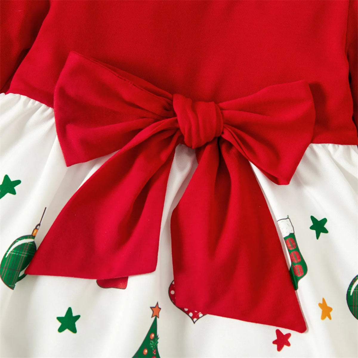 Red Christmas baby dress with cake skirt in artificial coloured cotton for girls