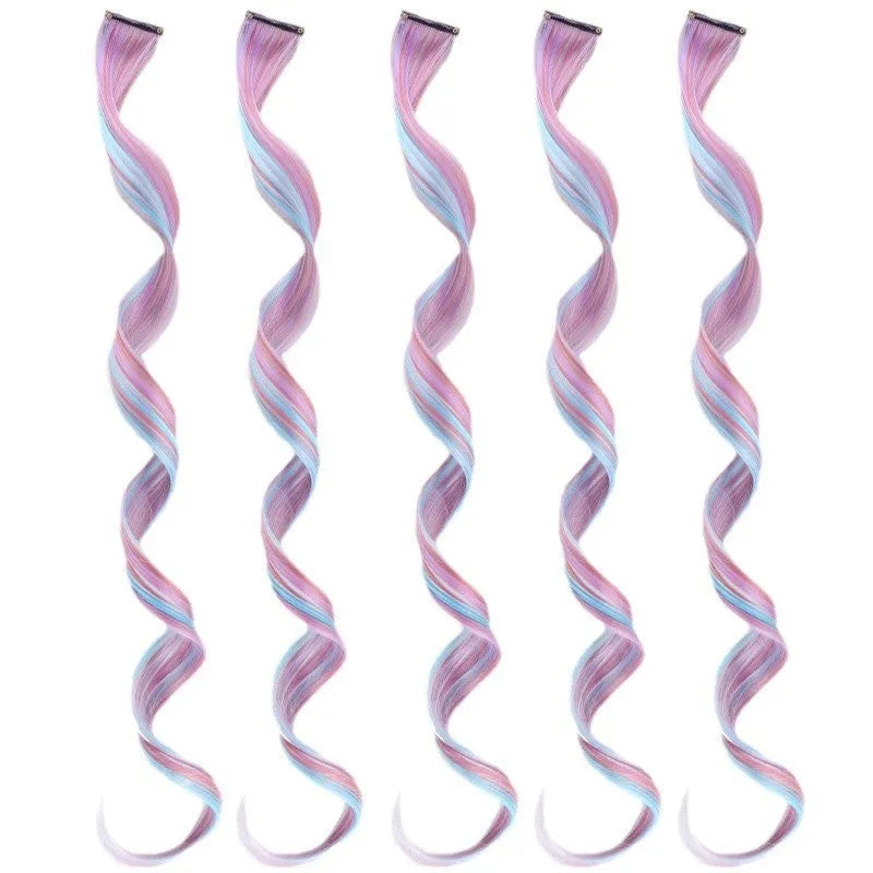 Purple blue colour gradient seamless high temperature fibre wig for women