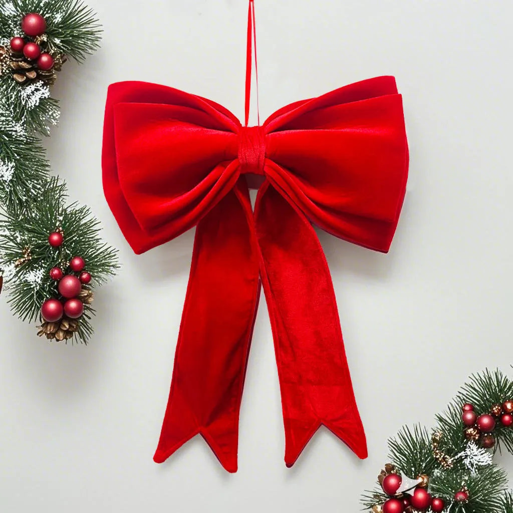 Plus-sized red velvet bow decoration, 63x48x8cm, for Christmas tree or wedding room layout